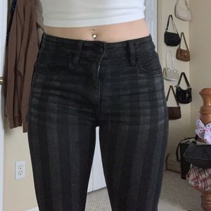 american eagle black striped skimmy jeans